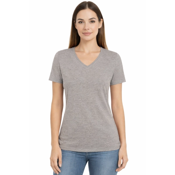 T-shirt Damski szary dekolt w serek roz. M